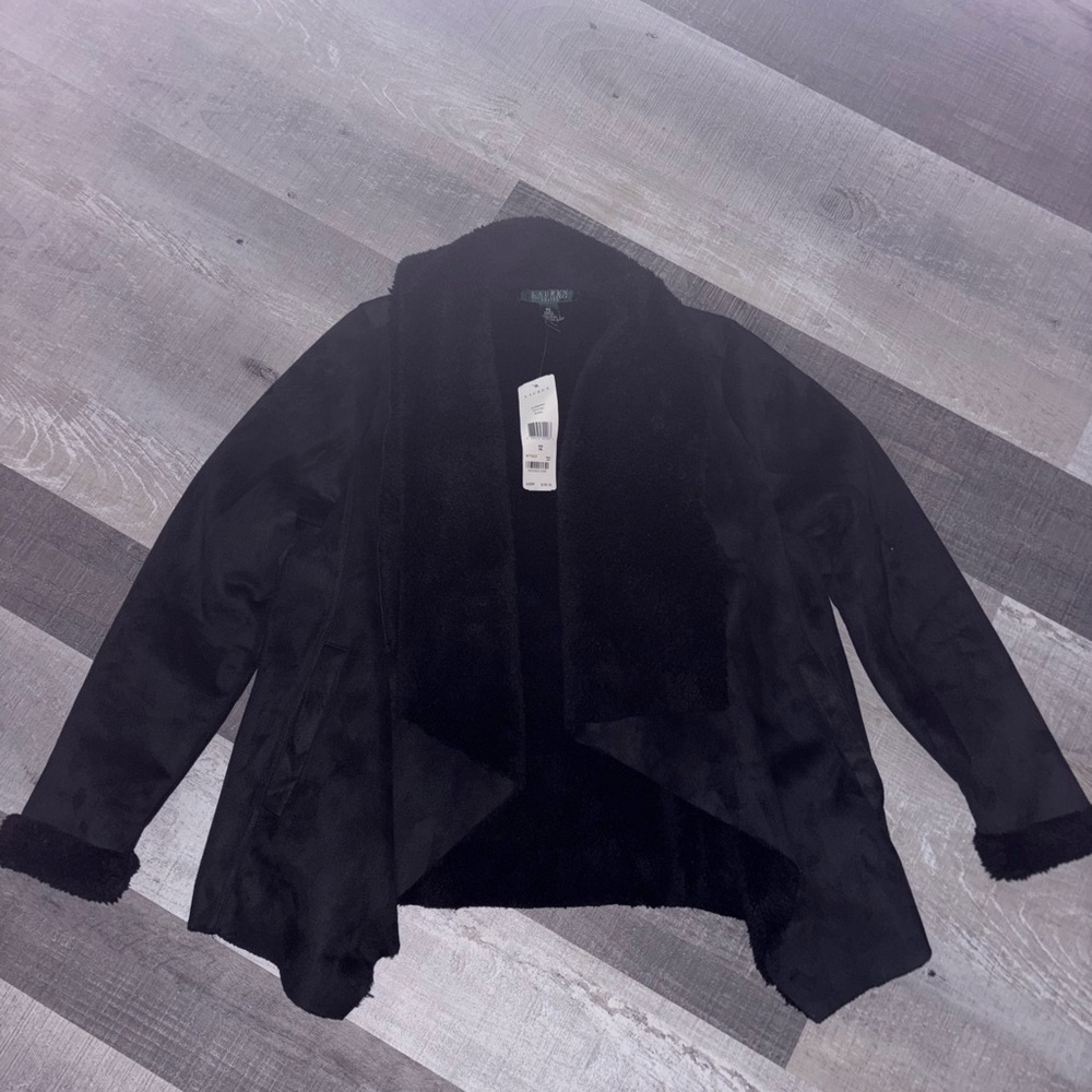 🪻NWT Lauren Ralph Lauren Black Teddy/Suede Jacket